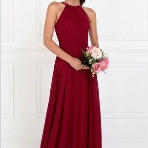 NWT Elizabeth K/GLS Chiffon Long Burgundy Dress